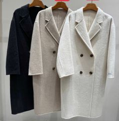 QCC3026 MĂNG-TÔ DẠ ÉP DÁNG DÀI CAO CẤP (XÁM ĐEN)