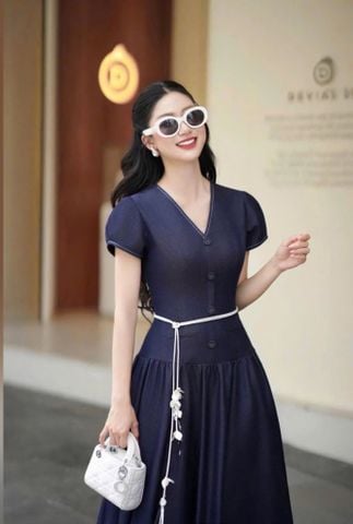 VGU1071 ĐẦM DÀI PHỐI ĐÂY ĐAI HOA