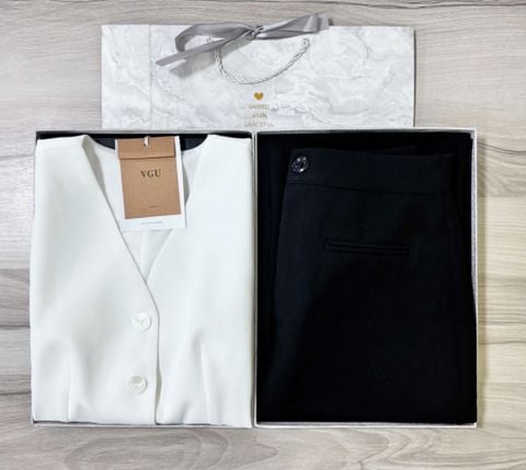 VGU1309 SET GILE TRẮNG - CHÂN VÁY A DÀI