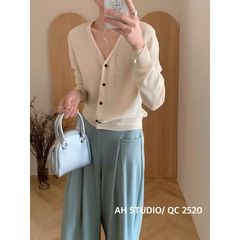 LEN4125 KHOÁC LEN CỔ V (XÁM ĐẬM)