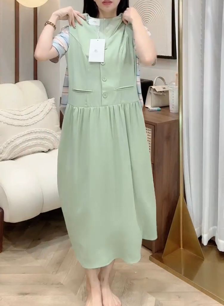 OAK0092 ĐẦM SÁT NÁCH PHỐI NÚT (XANH)