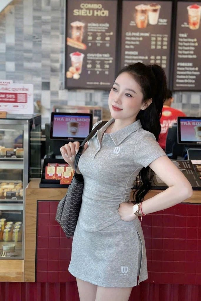 SKY9152 SET ÁO POLO - QUẦN VÁY (XÁM)