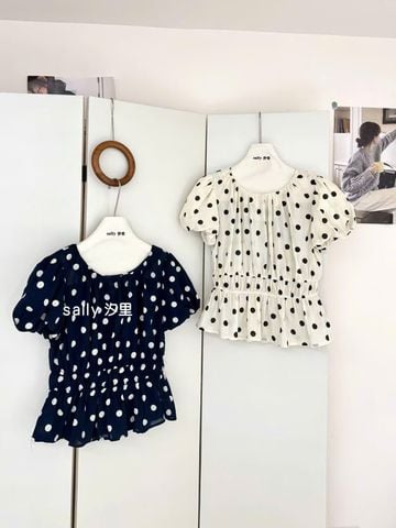 LEN3720 Babydoll X.Đen chấm bi Trắng 13998