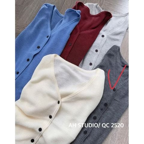 LEN4125 KHOÁC LEN CỔ V (XÁM ĐẬM)