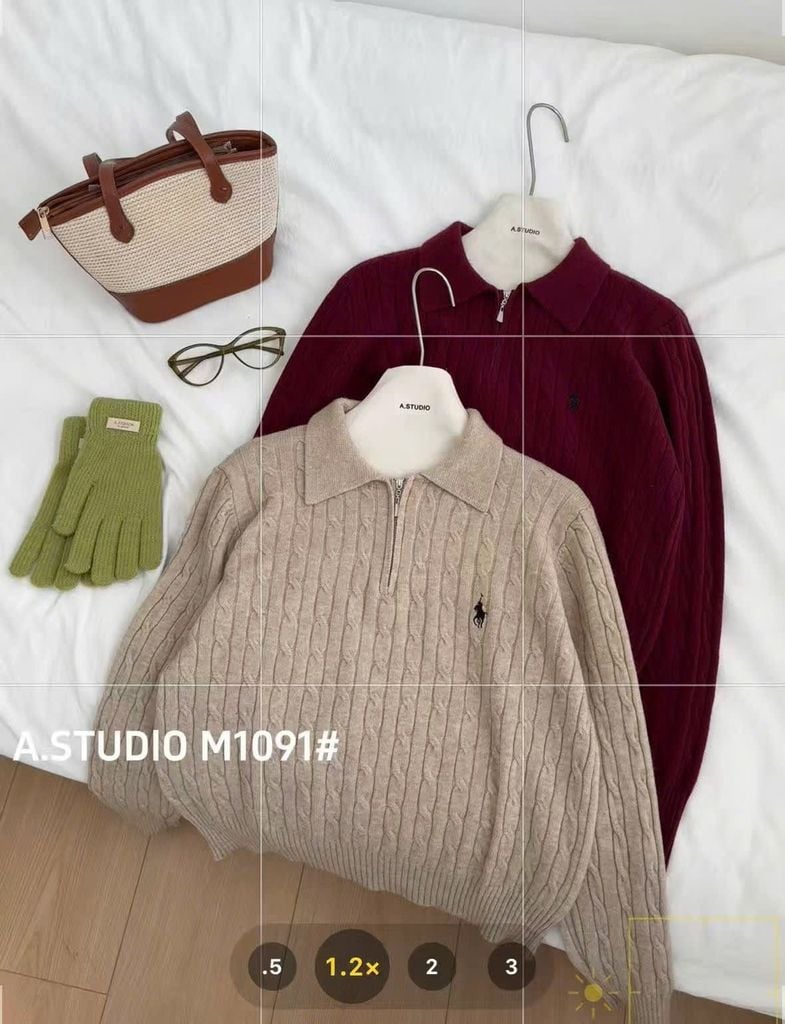 LEN4962 POLO LEN NGỰA KHÓA KÉO (DA) M1091