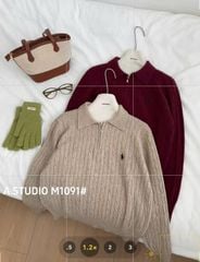 LEN4962 POLO LEN NGỰA KHÓA KÉO (DA) M1091