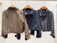 QCC3016 KHOÁC DẠ CỔ DA KHÓA KÉO (NÂU)