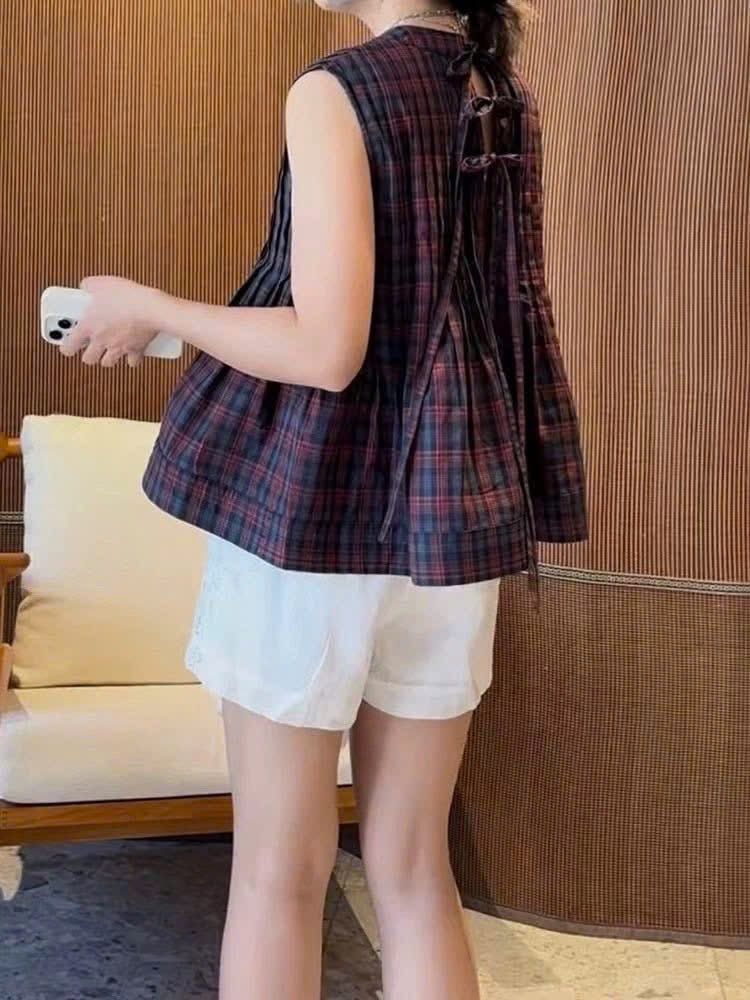 TQ4536 SET ÁO BABYDOLL CARO - QUẦN SHORT