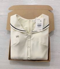 TB5859 ĐẦM KEM TAY BÍ PHỐI VIỀN + TAG NƠ