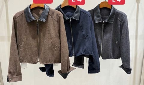 QCC3016 KHOÁC DẠ CỔ DA KHÓA KÉO (NÂU)