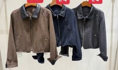 QCC3016 KHOÁC DẠ CỔ DA KHÓA KÉO (NÂU)