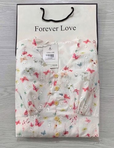 TB5808 ĐẦM XÔ THÊU BƯỚM MÀU SẮC