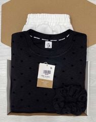 TQ4365 - SET ÁO ÔM BODY ĐEN + QUẦN SHORT TRẮNG ( KÈM DÂY CỘT TÓC)