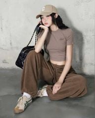 VRA0656 - SET ÁO THUN BODY BAD + QUẦN DÀI NÂU