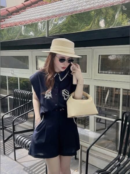 VGU0582 - SET ÁO SƠMI THÊU HÌNH + QUẦN SHORT XANH ĐEN