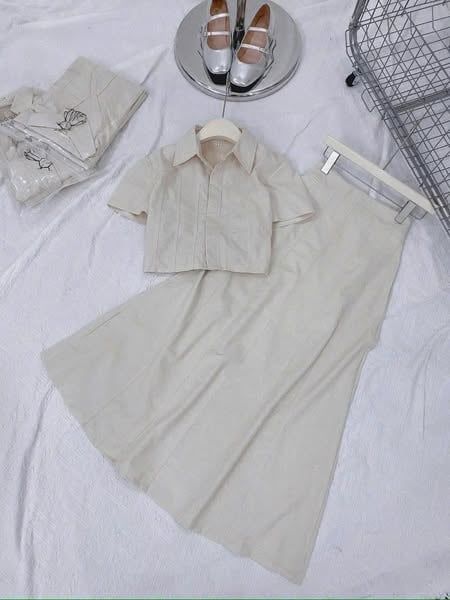 TQ4366 - SET ÁO KIỂU SƠ MI + CHÂN VÁY DÀI KEM
