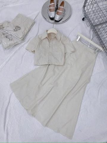 TQ4366 - SET ÁO KIỂU SƠ MI + CHÂN VÁY DÀI KEM