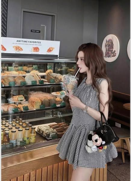 TQ4361 - SET ÁO SÁT NÁCH DÁNG DÀI + QUẦN SỌC CARO ĐEN