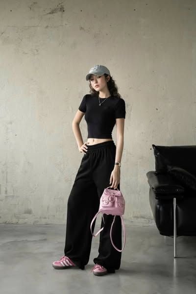 VRA0657 - SET ÁO THUN BODY BAD + QUẦN DÀI ĐEN