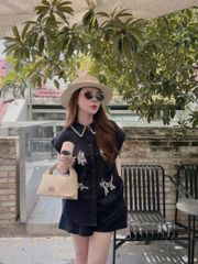 VGU0582 - SET ÁO SƠMI THÊU HÌNH + QUẦN SHORT XANH ĐEN