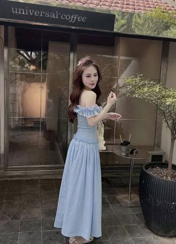 TQ4374 - ĐẦM DÀI PHỐI BÈO XANH