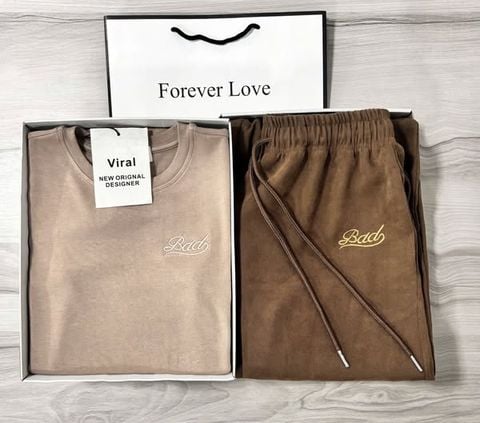 VRA0656 - SET ÁO THUN BODY BAD + QUẦN DÀI NÂU