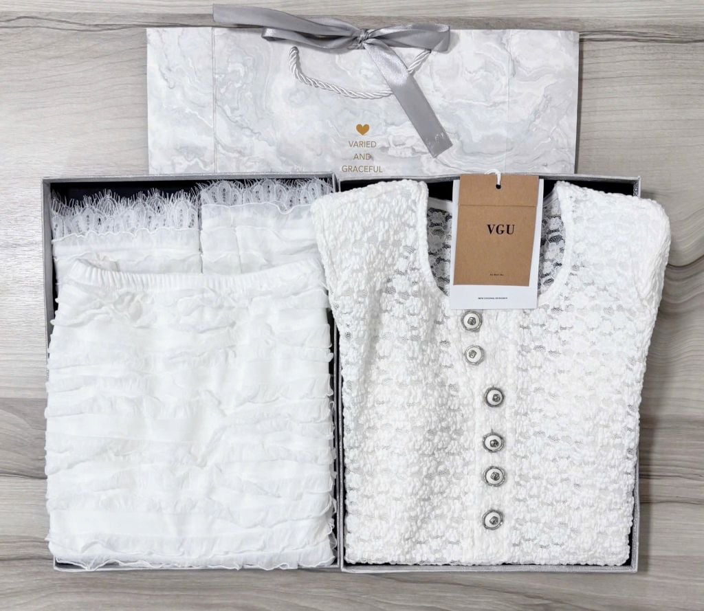 VGU1172 - SET REN BODY DÀI - KÈM ÁO DÂY (TRẮNG)