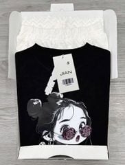 TB8619 - SET ÁO THUN ĐEN- CHÂN VÁY DÀI TRẮNG