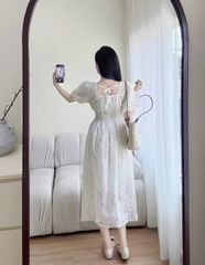 TQ4385 - ĐẦM XÒE TRẮNG KEM