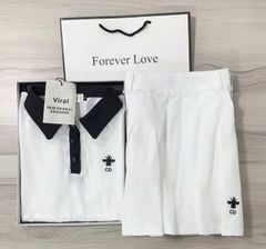 VRA0660 - SET ÁO POLO + C.VÁY XẾP LY THÊU ONG