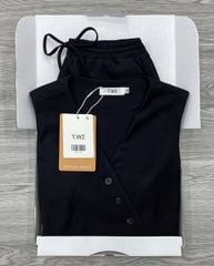 KS0940 - SET ÁO GILE PHỐI NÚT XÉO + QUẦN SHORT ĐEN