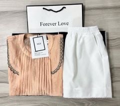 VGU0648 - SET ÁO TAY LỞ + QUẦN SHORT TRẮNG