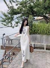 VGU0606 - ĐẦM SÁT NÁCH IN HÌNH HOA