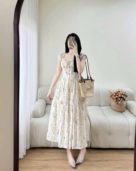 KS1001 - ĐẦM DÀI THÊU HOA