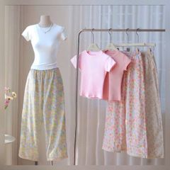 VRA0664 - SET ÁO THUN TRẮNG + QUẦN TIM XANH