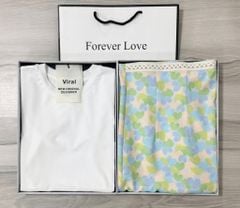VRA0664 - SET ÁO THUN TRẮNG + QUẦN TIM XANH