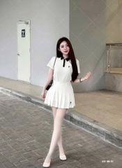 VRA0660 - SET ÁO POLO + C.VÁY XẾP LY THÊU ONG