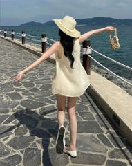 VGU0628 - SET ÁO KIỂU PHỐI HOA + C.VÁY BÍ