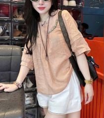 VGU0648 - SET ÁO TAY LỞ + QUẦN SHORT TRẮNG