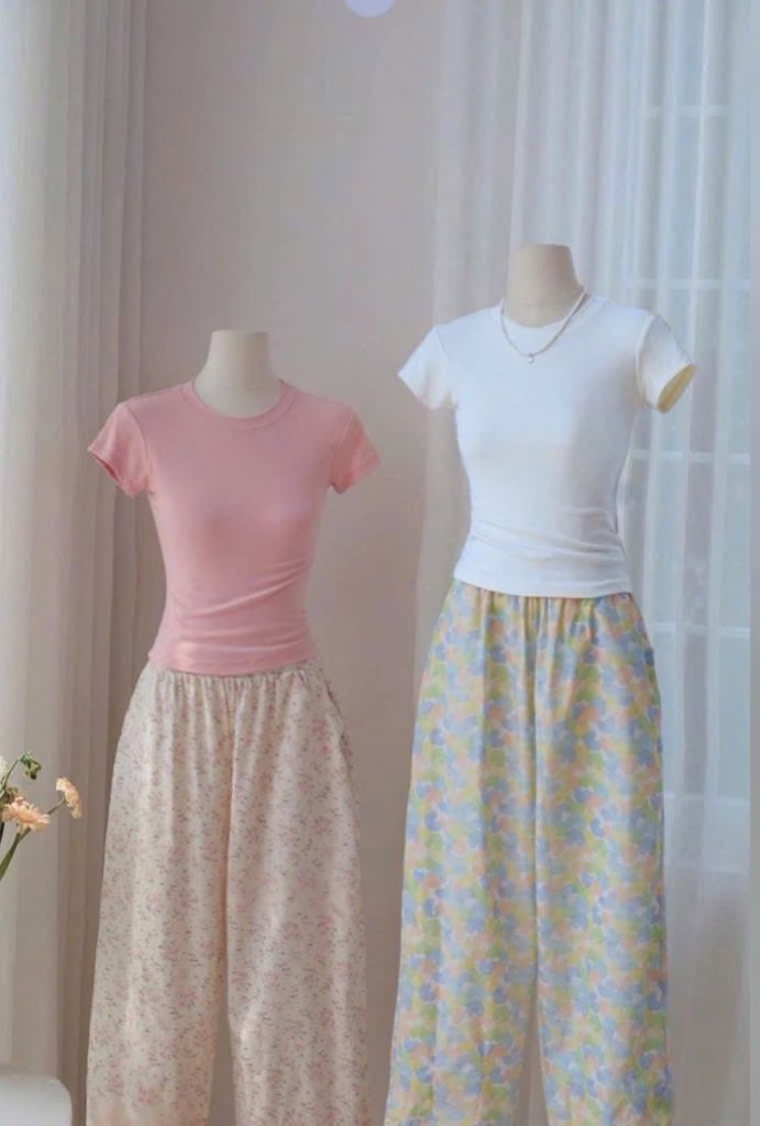 VRA0664 - SET ÁO THUN TRẮNG + QUẦN TIM XANH