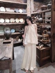 TQ4423 - SET ÁO YẾM + QUẦN DÀI KEM