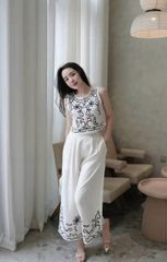 SKY8690 - SET SÁT NÁCH TRẮNG HỌA TIẾT ĐEN