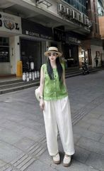 VGU0685 - SET ÁO SÁT NÁCH XANH LÁ + QUẦN DÀI