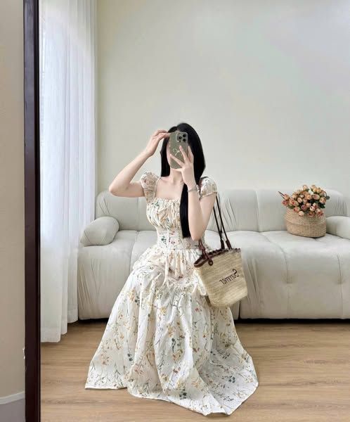 KS1001 - ĐẦM DÀI THÊU HOA