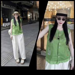 VGU0685 - SET ÁO SÁT NÁCH XANH LÁ + QUẦN DÀI