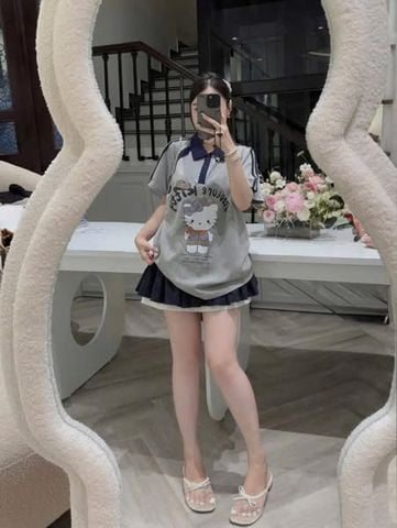 VGU1112 - SET ÁO THUN KITTY + CHÂN VÁY NGẮN (PHỐI MÀU)