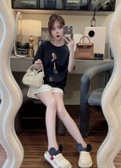 TB8704 - SET ÁO THUN IN CÔ GÁI X.ĐEN + QUẦN SHORT