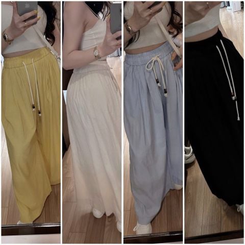 KS1031 - QUẦN LINEN ỐNG RỘNG - XANH (QUẦN LẺ)