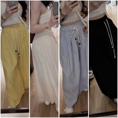 KS1031 - QUẦN LINEN ỐNG RỘNG - XANH (QUẦN LẺ)