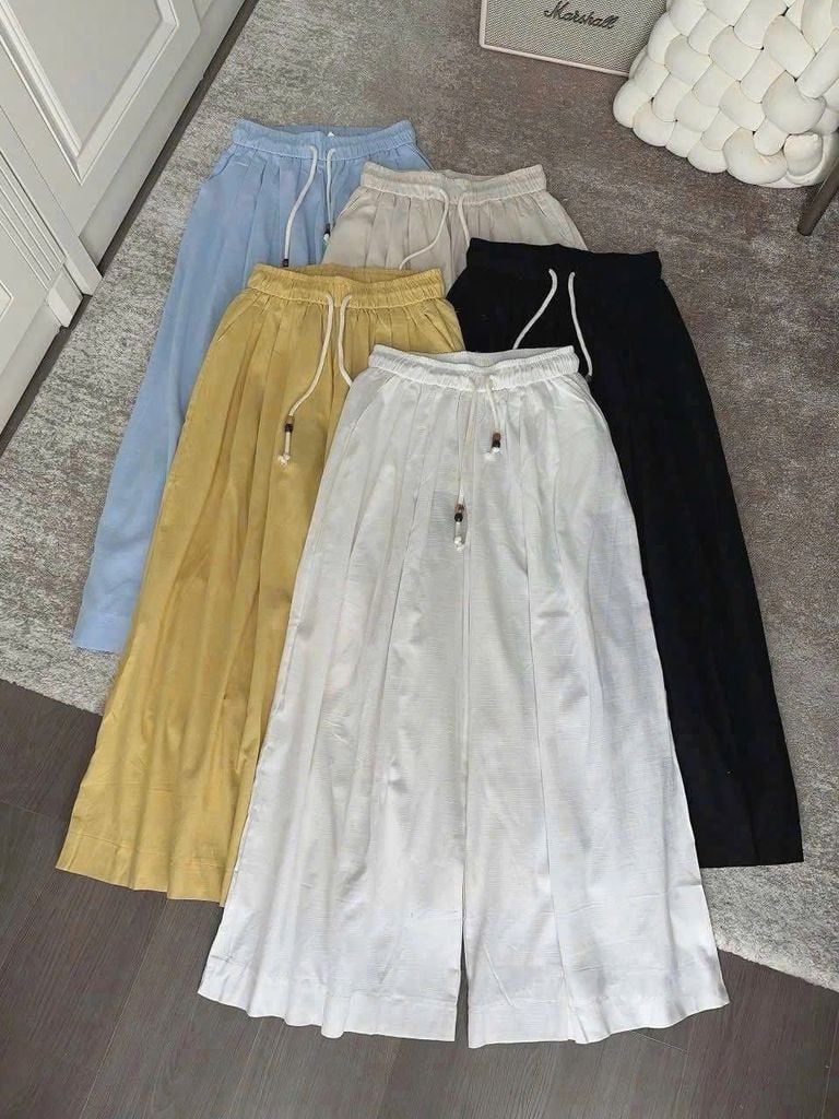 KS1031 - QUẦN LINEN ỐNG RỘNG - XANH (QUẦN LẺ)